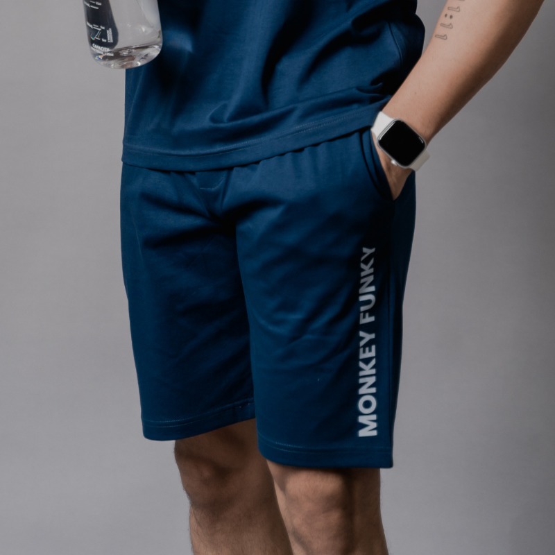 Navy Blue Gym Shorts: Monkey Funky Men's Activewear