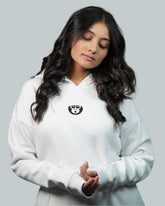 White Snow Bliss Crop Hoodie
