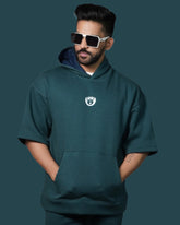Green Hooded Crop Sleeve Top - Cozy & Stylish