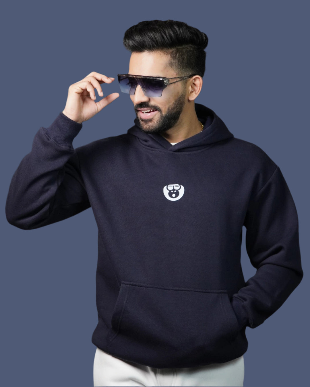 Deep Sea Blue Hoodie Relaxed Fit - Main Image