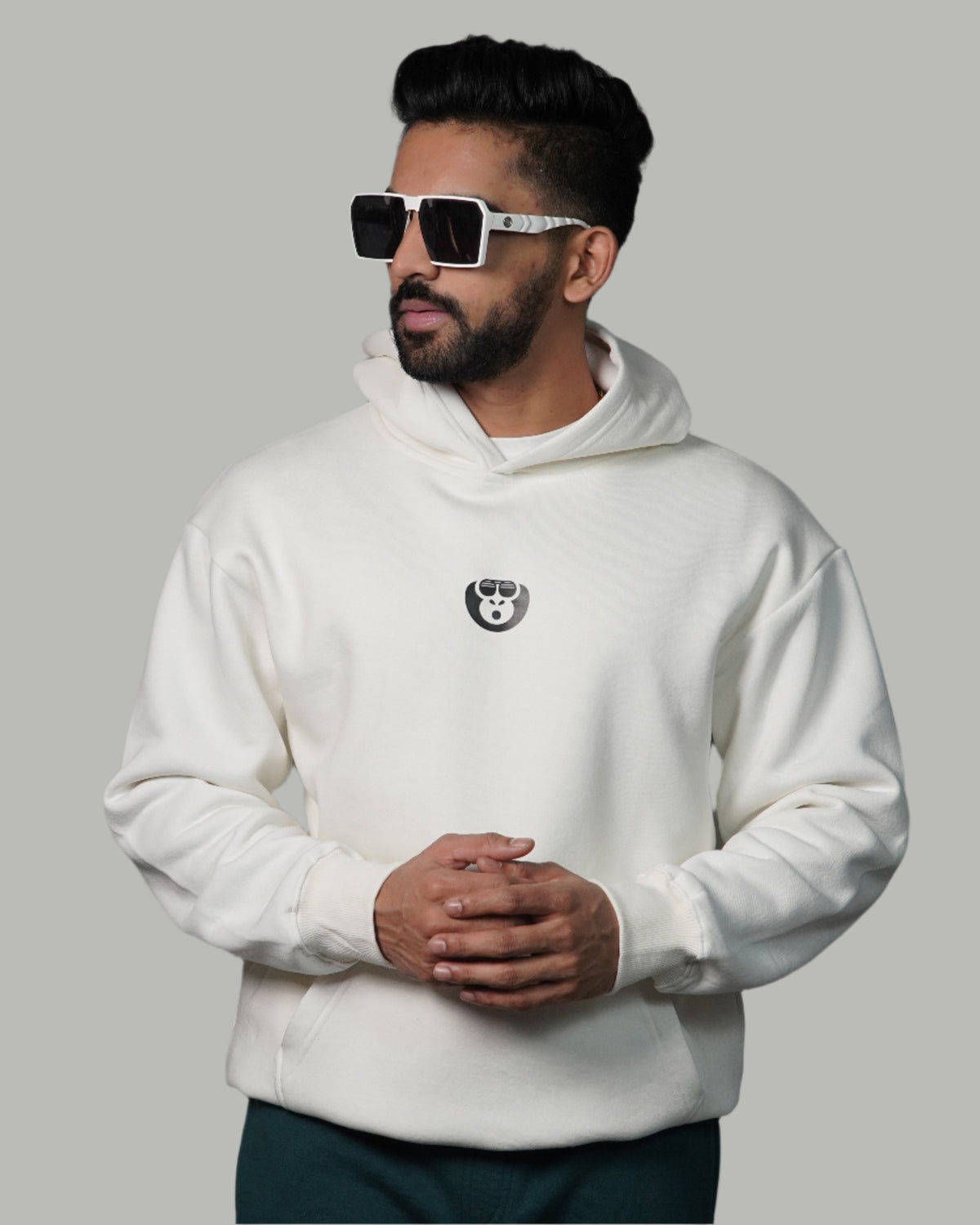 Monkey Funky Essential White Hoodie - Simply Stylish